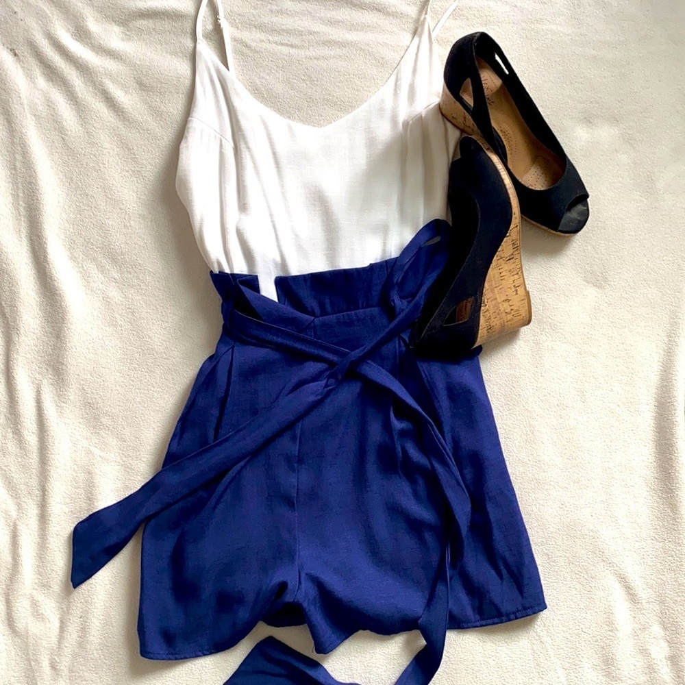 Purple and white romper